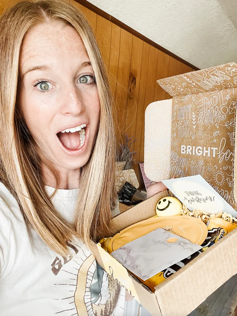 Kristen Reasch with a curated Brightbox gift