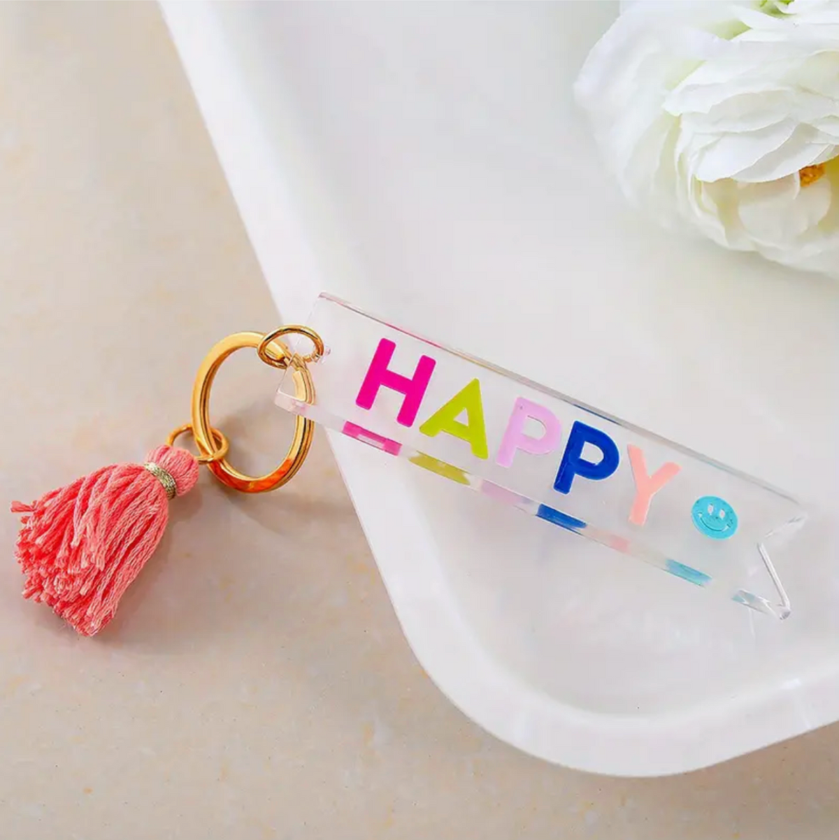 Happy Tassle Keychain