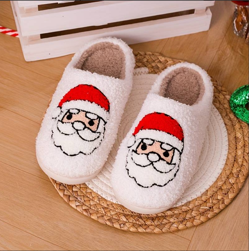 Fuzzy Santa Slippers