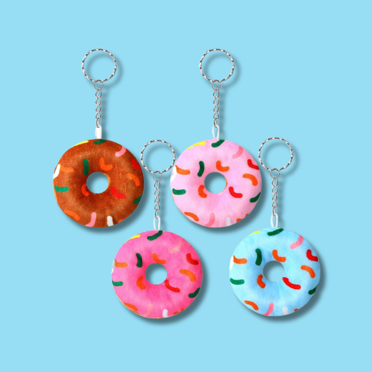 Fuzzy Donut Keychain